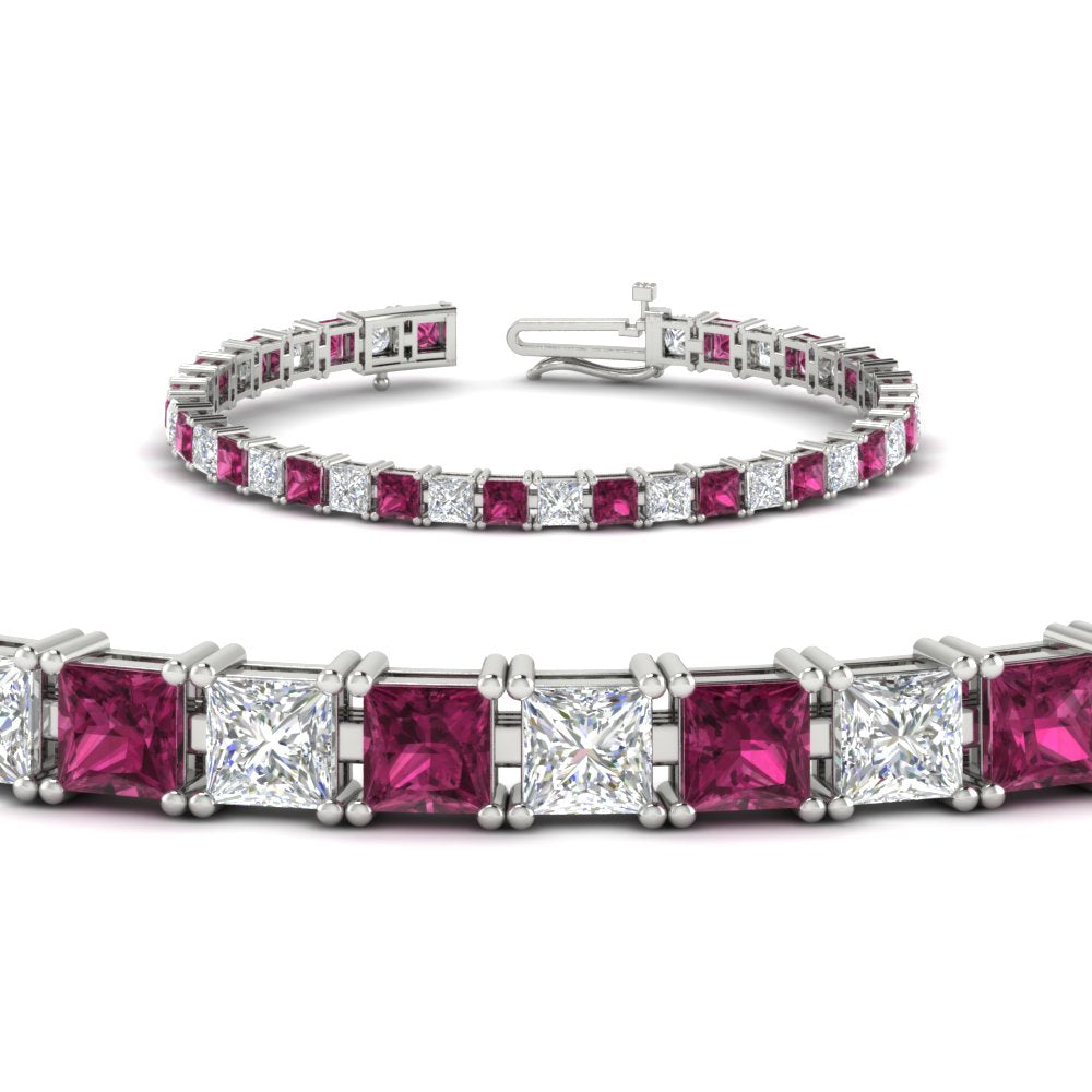 Princess Cut 15 Carat Basket Tennis Bracelet