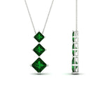 Load image into Gallery viewer, princess-cut-2-carat-3-stone-emerald-necklace-for-women-in-FDPD854GEMGRANGLE1-2.00CT-NL-WG
