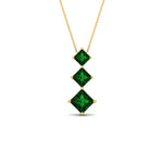 Load image into Gallery viewer, princess-cut-2-carat-3-stone-emerald-necklace-for-women-in-FDPD854GEMGRANGLE1-2.00CT-NL-YG
