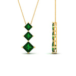 Load image into Gallery viewer, princess-cut-2-carat-3-stone-emerald-necklace-for-women-in-FDPD854GEMGRANGLE1-2.00CT-NL-YG
