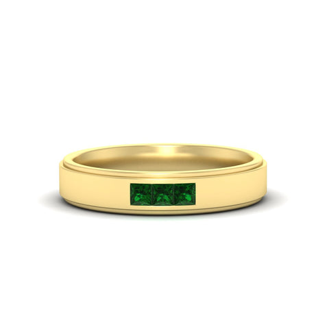 princess-cut-3-stone-emerald-mens-wedding-ring-in-yellow-gold-fdm10340prgemgr-nl-yg