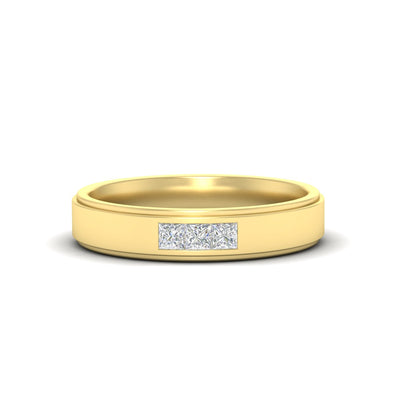 Princess Cut 3 Stone Mens Wedding Ring