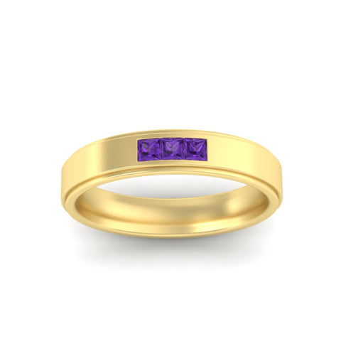 princess-cut-3-stone-purple-amethyst-mens-wedding-ring-in-yellow-gold-fdm10340prgvitoangle5-nl-yg