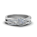 Load image into Gallery viewer, princess-cut-Infinity-twist-diamond-matching-bridal-set-in-950-Platinum-FD8253PR-NL-WG
