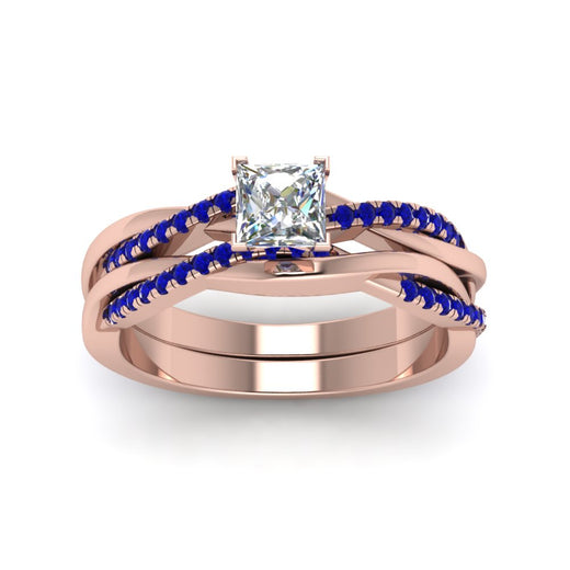 princess-cut-Infinity-twist-diamond-matching-bridal-set-with-blue-sapphire-in-14K-rose-gold-FD8253PRGSABL-NL-RG