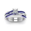 Load image into Gallery viewer, princess-cut-Infinity-twist-diamond-matching-bridal-set-with-blue-sapphire-in-14K-white-gold-FD8253PRGSABL-NL-WG