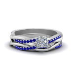 Load image into Gallery viewer, princess-cut-Infinity-twist-diamond-matching-bridal-set-with-blue-sapphire-in-950-Platinum-FD8253PRGSABL-NL-WG
