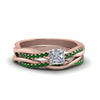 Load image into Gallery viewer, princess-cut-Infinity-twist-diamond-matching-bridal-set-with-emerald-in-14K-rose-gold-FD8253PRGEMGR-NL-RG