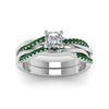 Load image into Gallery viewer, princess-cut-Infinity-twist-diamond-matching-bridal-set-with-emerald-in-14K-white-gold-FD8253PRGEMGR-NL-WG