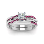 Load image into Gallery viewer, princess-cut-Infinity-twist-diamond-matching-bridal-set-with-pink-sapphire-in-14K-white-gold-FD8253PRGSADRPI-NL-WG
