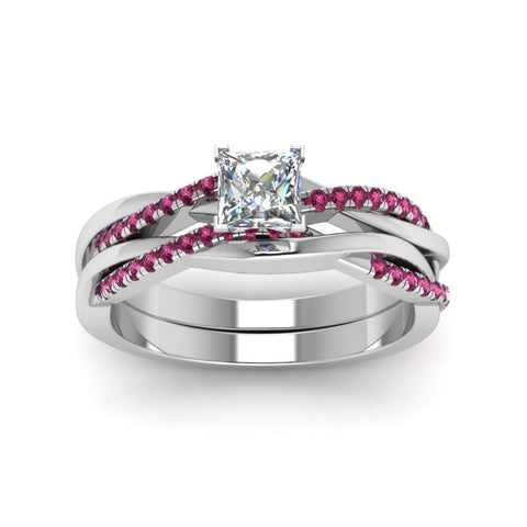 princess-cut-Infinity-twist-diamond-matching-bridal-set-with-pink-sapphire-in-14K-white-gold-FD8253PRGSADRPI-NL-WG