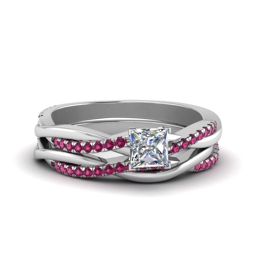 princess-cut-Infinity-twist-diamond-matching-bridal-set-with-pink-sapphire-in-950-Platinum-FD8253PRGSADRPI-NL-WG