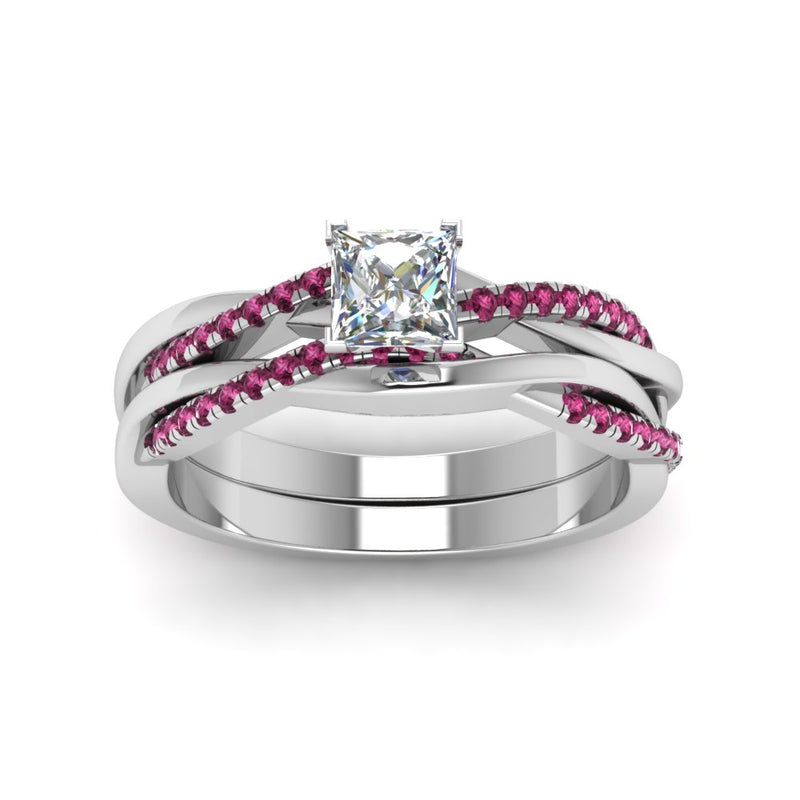 princess-cut-Infinity-twist-diamond-matching-bridal-set-with-pink-sapphire-in-950-Platinum-FD8253PRGSADRPI-NL-WG