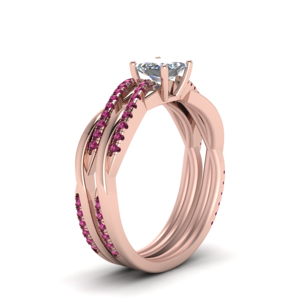 princess-cut-Infinity-twist-diamond-matching-bridal-set-with-pink-sapphire-in-14K-rose-gold-FD8253PRGSADRPI-NL-RG