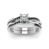 Load image into Gallery viewer, princess-cut-Infinity-twist-matching-bridal-set-with-black-diamond-in-14K-white-gold-FD8253PRGBLACK-NL-WG