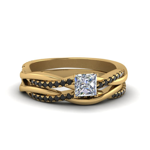princess-cut-Infinity-twist-matching-bridal-set-with-black-diamond-in-14K-yellow-gold-FD8253PRGBLACK-NL-YG