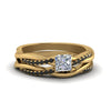 Load image into Gallery viewer, princess-cut-Infinity-twist-matching-bridal-set-with-black-diamond-in-14K-yellow-gold-FD8253PRGBLACK-NL-YG