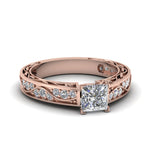 Load image into Gallery viewer, princess-cut-antique-filigree-diamond-ring-in-14K-rose-gold-FDENS3543PRR-NL-RG
