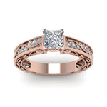 Load image into Gallery viewer, princess-cut-antique-filigree-diamond-ring-in-14K-rose-gold-FDENS3543PRRANGLE5-NL-RG
