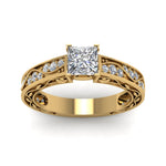 Load image into Gallery viewer, princess-cut-antique-filigree-diamond-ring-in-14K-yellow-gold-FDENS3543PRRANGLE5-NL-YG
