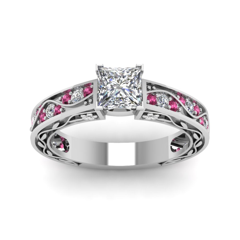 princess-cut-antique-filigree-diamond-ring-with-pink-sapphire-in-14K-white-gold-FDENS3543PRRGSADRPIANGLE5-NL-WG