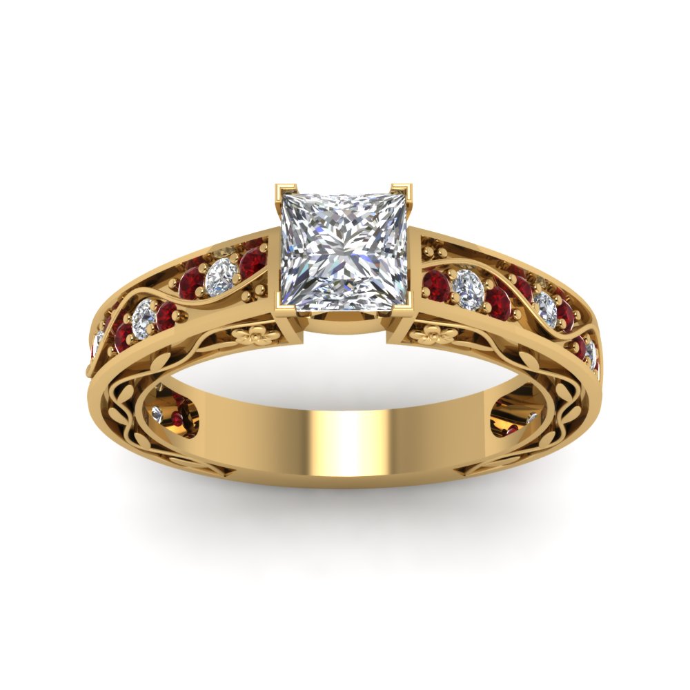 princess-cut-antique-filigree-diamond-ring-with-ruby-in-14K-yellow-gold-FDENS3543PRRGRUDRANGLE5-NL-YG