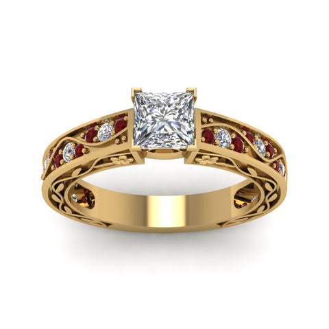 princess-cut-antique-filigree-diamond-ring-with-ruby-in-14K-yellow-gold-FDENS3543PRRGRUDRANGLE5-NL-YG