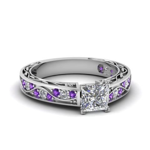 princess-cut-antique-filigree-diamond-ring-with-violac-topaz-in-14K-white-gold-FDENS3543PRRGVITO-NL-WG