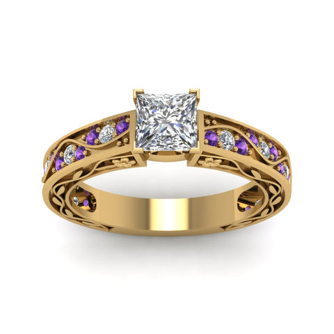 princess-cut-antique-filigree-diamond-ring-with-violac-topaz-in-14K-yellow-gold-FDENS3543PRRGVITOANGLE5-NL-YG_1c0c282b-5879-4eda-8dab-4914fe619d10