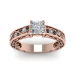 Load image into Gallery viewer, princess-cut-antique-filigree-ring-with-black-diamond-in-14K-rose-gold-FDENS3543PRRGBLACKANGLE5-NL-RG

