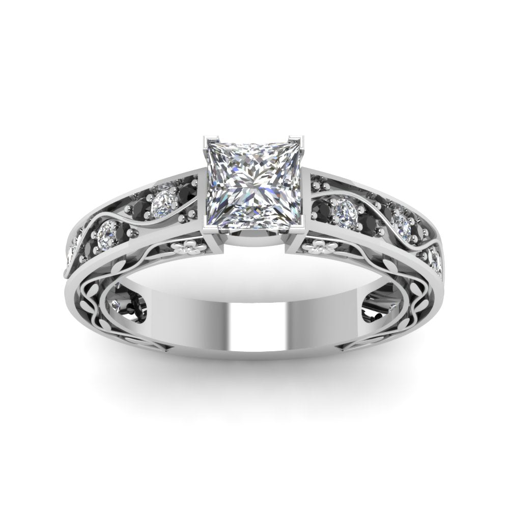 princess-cut-antique-filigree-ring-with-black-diamond-in-14K-white-gold-FDENS3543PRRGBLACKANGLE5-NL-WG
