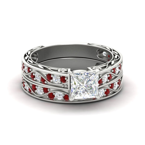 princess-cut-antique-filigree-ruby-bridal-ring-set-in-white-gold-fdens3543prgrudrsleep-nl-wg.jpg