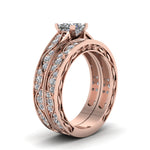 Load image into Gallery viewer, princess-cut-antique-filigree-wedding-ring-set-in-rose-gold-FDENS3543PRANGLE2-NL-RG