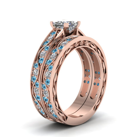 princess-cut-antique-filigree-wedding-ring-set-with-ice-blue-topaz-in-rose-gold-FDENS3543PRGICBLTOANGLE2-NL-RG