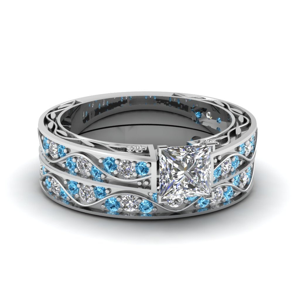 princess-cut-antique-filigree-wedding-ring-set-with-ice-blue-topaz-in-white-gold-FDENS3543PRGICBLTO-NL-WG