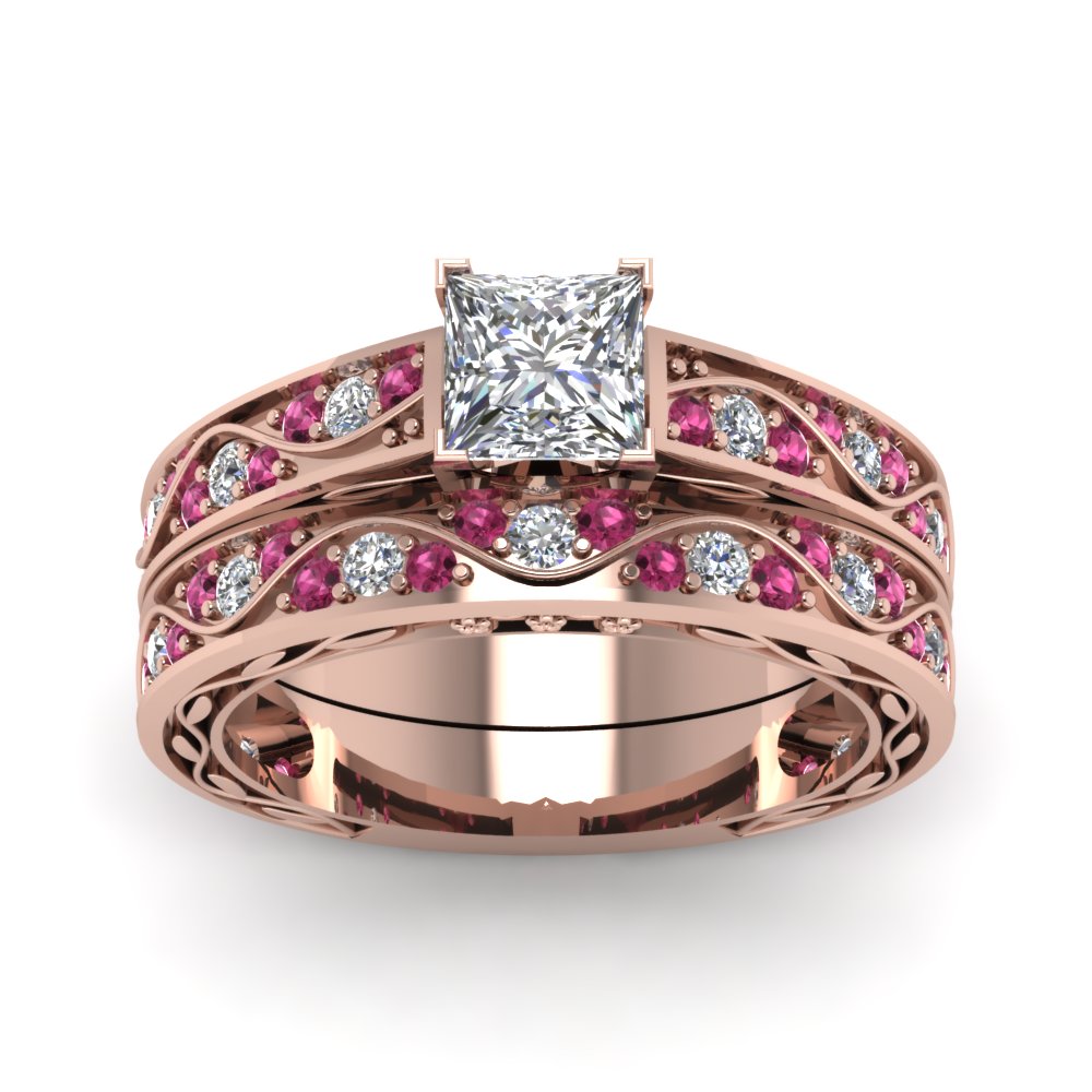 princess-cut-antique-filigree-wedding-ring-set-with-pink-sapphire-in-rose-gold-FDENS3543PRGSADRPIANGLE5-NL-RG