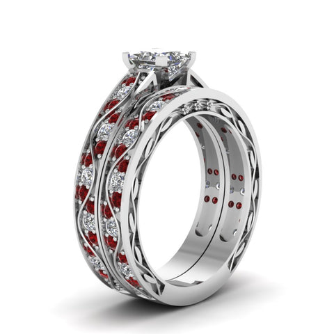 princess-cut-antique-filigree-wedding-ring-set-with-ruby-in-white-gold-FDENS3543PRGRUDRANGLE2-NL-WG
