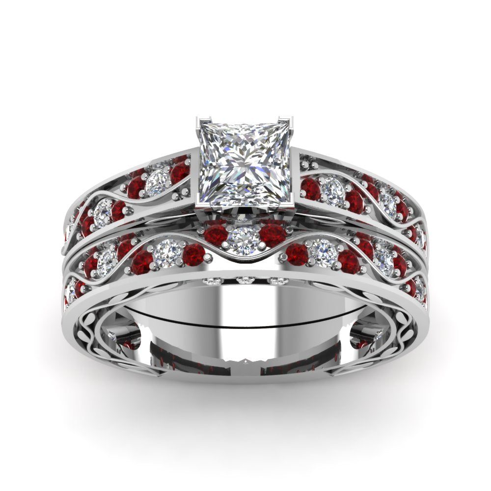 princess-cut-antique-filigree-wedding-ring-set-with-ruby-in-white-gold-FDENS3543PRGRUDRANGLE5-NL-WG