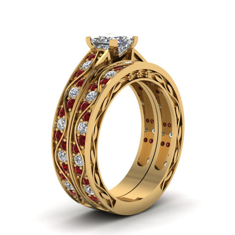 princess-cut-antique-filigree-wedding-ring-set-with-ruby-in-yellow-gold-FDENS3543PRGRUDRANGLE2-NL-YG