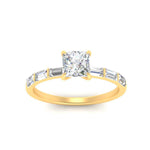 Load image into Gallery viewer, Baguette Thin Band Engagement Ring Princess Cut
