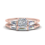 Load image into Gallery viewer, princess-cut-bar-set-diamond-ring-with-matching-3-baguette-wedding-band-in-FDENS100PR-NL-RG
