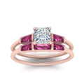 Thumbnail 8 - princess-cut-bar-set-pink-sapphire-ring-with-matching-3-baguette-wedding-band-in-rose-gold-FDENS100PRGSADRPIANGLE5-NL-RG
