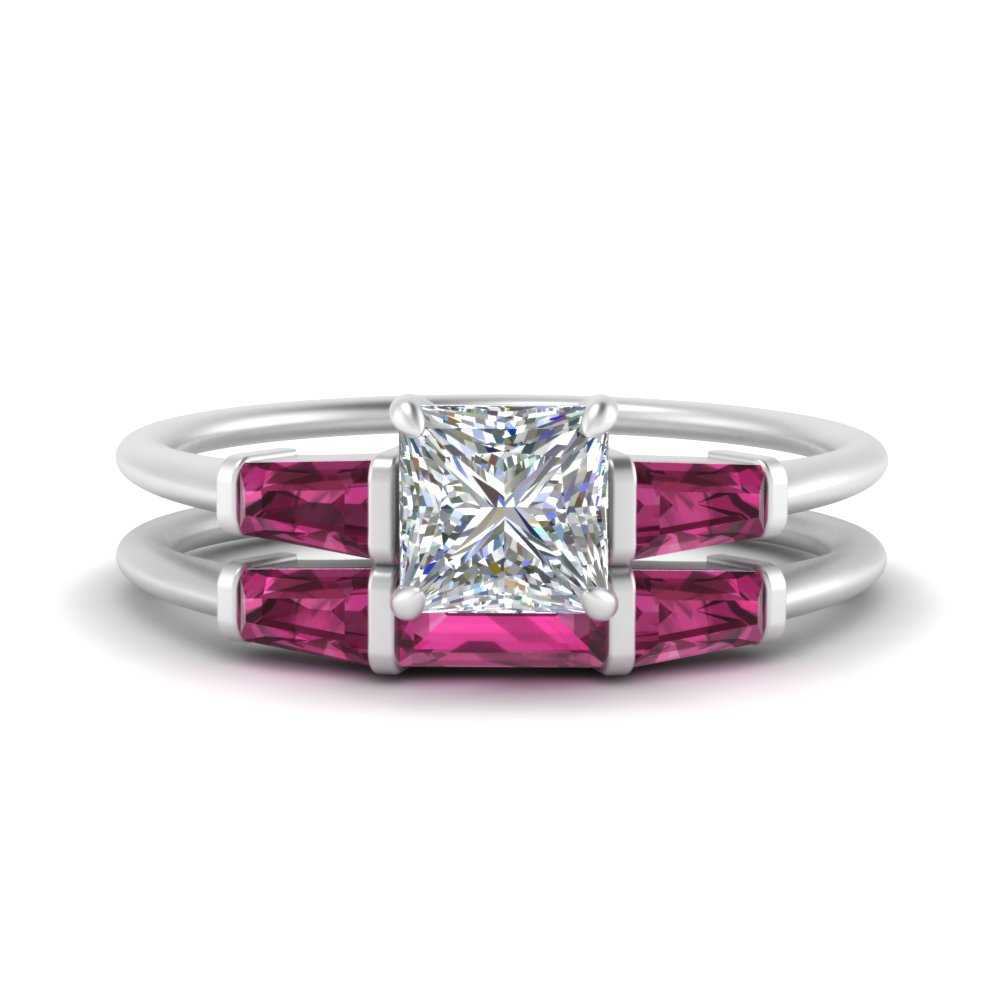 princess-cut-bar-set-pink-sapphire-ring-with-matching-3-baguette-wedding-band-in-FDENS100PRGSADRPI-NL-WG