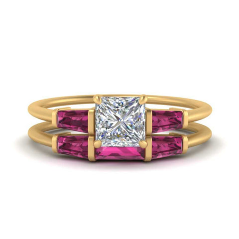 princess-cut-bar-set-pink-sapphire-ring-with-matching-3-baguette-wedding-band-in-yellow-gold-FDENS100PRGSADRPI-NL-YG