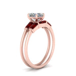 Load image into Gallery viewer, princess-cut-bar-set-ruby-ring-with-matching-3-baguette-wedding-band-in-FDENS100PRGRUDR-NL-RG
