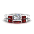 Thumbnail 22 - princess-cut-bar-set-ruby-ring-with-matching-3-baguette-wedding-band-in-white-gold-FDENS100PRGRUDR-NL-WG