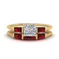 Thumbnail 34 - princess-cut-bar-set-ruby-ring-with-matching-3-baguette-wedding-band-in-yellow-gold-FDENS100PRGRUDR-NL-YG