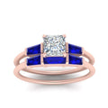 Thumbnail 5 - princess-cut-bar-set-sapphire-ring-with-matching-3-baguette-wedding-band-in-rose-gold-FDENS100PRGSABLANGLE5-NL-RG