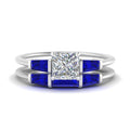 Thumbnail 16 - princess-cut-bar-set-sapphire-ring-with-matching-3-baguette-wedding-band-in-white-gold-FDENS100PRGSABL-NL-WG