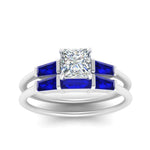 Load image into Gallery viewer, princess-cut-bar-set-sapphire-ring-with-matching-3-baguette-wedding-band-in-FDENS100PRGSABL-NL-WG
